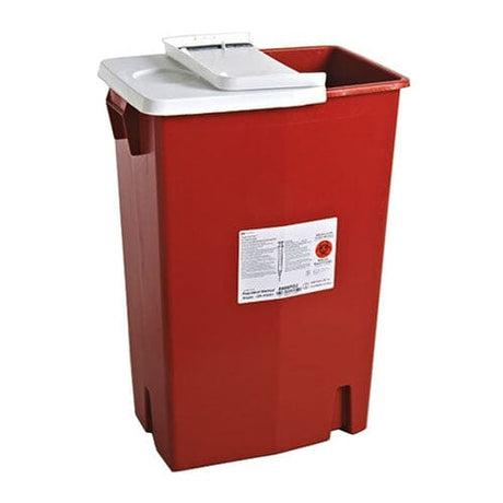Image of Kendall SharpSafety™ Multi-Purpose Sharps Container, 18GL, One-Piece, Gasketed Hinged Lid, Red