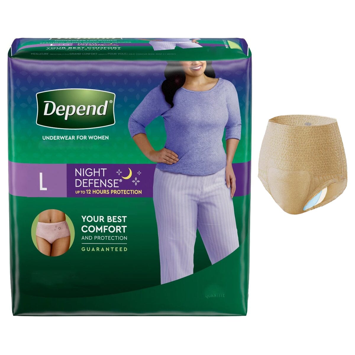 Image of Kimberly Clark Depend Underwear Overnight Absorbency Large For Women