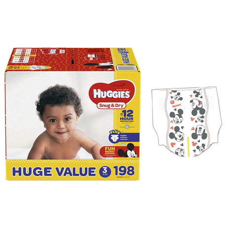 Image of Kimberly Clark HUGGIES® Snug and Dry™ Baby Diaper, Size 3, Huge Pack, 198 Count - Discontinued by Manufacturer
