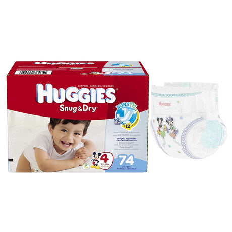 Image of Kimberly Clark HUGGIES® Snug and Dry™ Baby Diaper, Size 4, Big Pack, 74 Count - Discontinued by Manufacturer