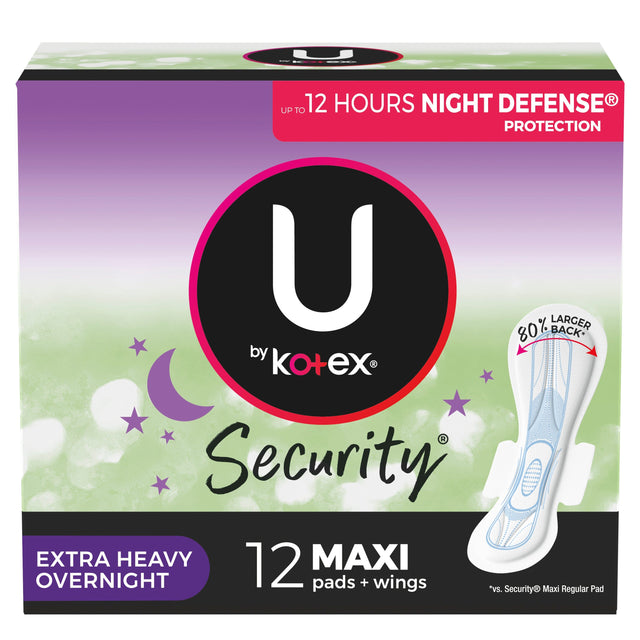 Image of Kimberly Clark U by Kotex® Premium Sanitary Pad, with Overnight Wing, Maxi, Extra Heavy Absorbency