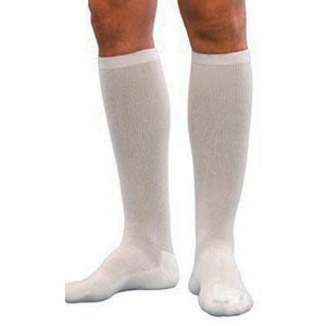 Image of Knee-High Cushioned Cotton Compression Socks Size B 9" - 11" Shoe, White