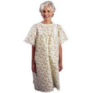 Image of LadyLace Patient Gown with Short Sleeves, One Size, Pink Rosebud