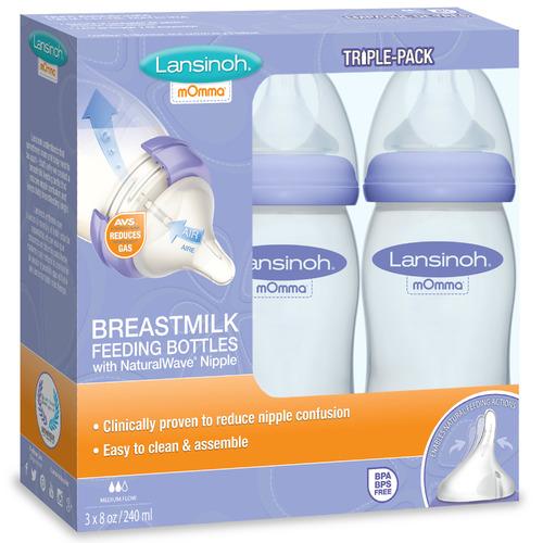 Lansinoh Breastmilk Feeding Bottles with Natural Wave Nipples 8 oz