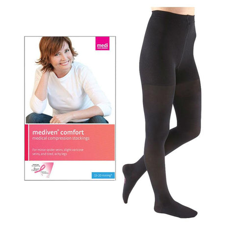 Image of Mediven Comfort Pantyhose with Adjustable Waistband, 15-20, Closed, Ebony, Size 2