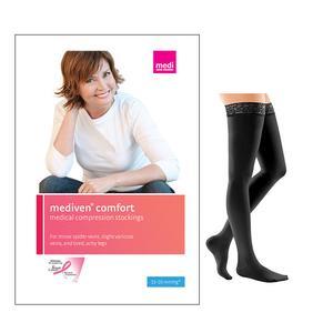 Image of Mediven Comfort Thigh-High with Silicone Band, 20-30, Closed, Black, Size 2