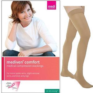 Image of Mediven Comfort Thigh-High with Silicone Band, 30-40. Petite, Closed, Natural, Size 2