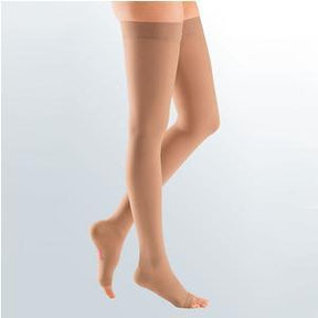Image of Mediven Comfort Thigh-High with Silicone Border, 20-30, Open, Sand, Size 2