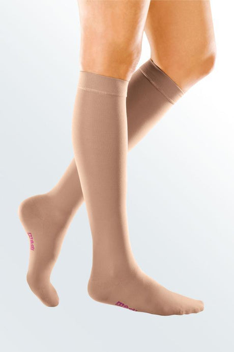 Image of Mediven Forte Calf with Silicone Band, 30-40, Extra Wide, Open, Caramel, Size 7