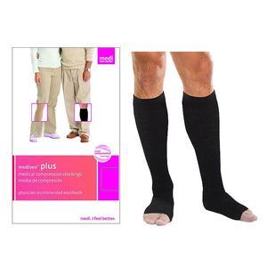 Image of Mediven Plus Extra-Wide Calf with Silicone Band, 20-30, Petite, Open, Black, Size 2