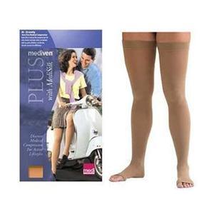 Image of Mediven Plus Thigh-High with Silicone Band, 40-50, Petite, Open, Beige, Size 5