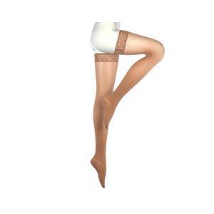 Image of Mediven Sheer & Soft Thigh High with Lace Silicone Band, 20-30 mmHg, Closed Toe, Toffee, Size 3