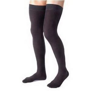 Image of Men's Thigh-High Ribbed Compression Stockings Small, Black