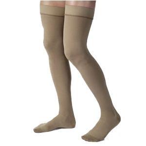 Image of Men's Thigh-High Ribbed Compression Stockings Small, Khaki