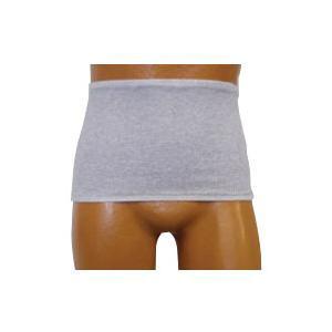Image of Men's Wrap/Brief with Open Crotch and Built-in Ostomy Barrier/Support Gray, Center Stoma, Small 32-34