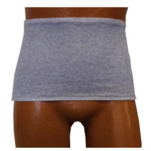 Image of Men's Wrap/Brief with Open Crotch and Built-in Ostomy Barrier/Support Gray, Center Stoma, X-Large