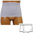 Image of Men's Wrap/Brief with Open Crotch and Built-in Ostomy Barrier/Support Gray, Right-Side Stoma, Medium 36-38