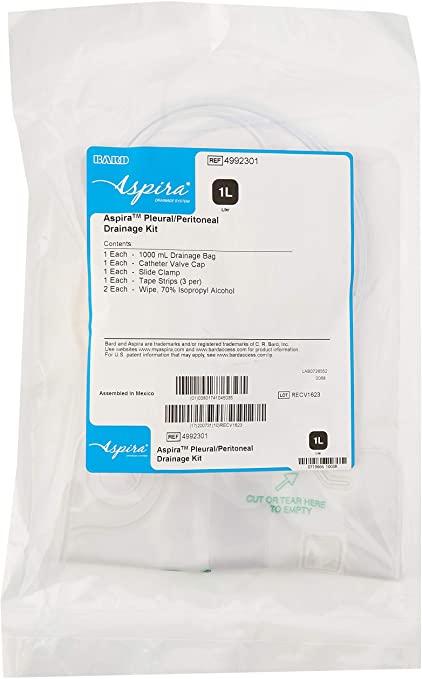 Image of Merit Medical Aspira® Pleural/Peritoneal Drainage Bag Kit, 1000mL