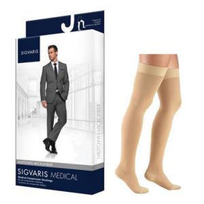 Image of Midtown Microfiber Thigh-High with Grip-Top, 20-30, Large, Short, Closed, Tan/Khaki
