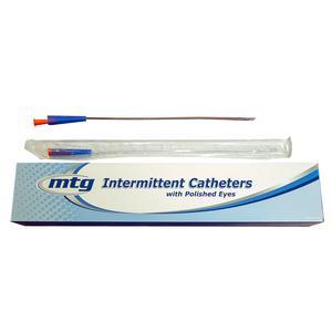 Image of MTG Coude Tip Intermittent Catheter, 16 Fr, 16" Vinyl Catheter with Handling Sleeve