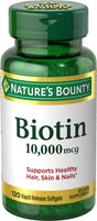 Image of Nature's Bounty Biotin Softgels, 10,000mcg, 120 ct