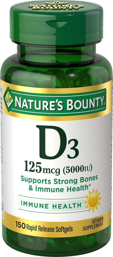 Image of Nature's Bounty Vitamin D, 5000IU, 150 ct