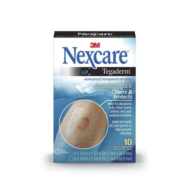 Image of Nexcare™ Tegaderm™ Waterproof Transparent Dressings, 10 Count Assorted Size