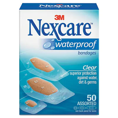 Image of Nexcare™ Waterproof Bandage 50ct, Assorted, Clear