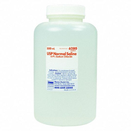 Image of Nurse Assist Inc USP Normal Sterile Saline For Irrigation with Screw Top Container 500mL