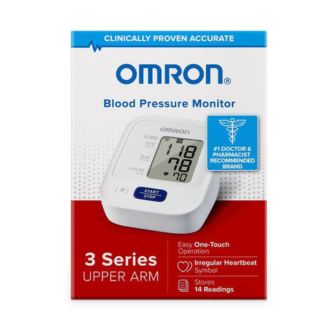 Image of Omron 3 Series® Upper Arm Blood Pressure Monitor, 4'' x 5.1'' x 3.1''