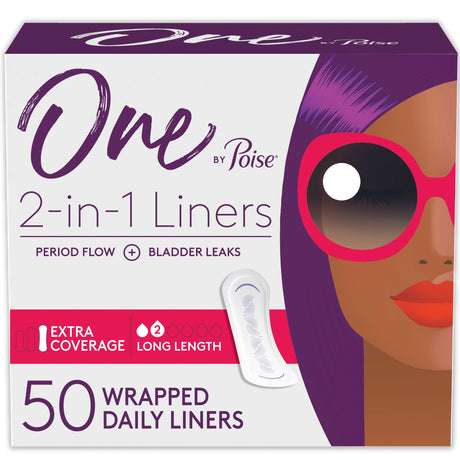 Image of One by Poise Supreme Extra Coverage Wrapped Pantyliner, 50 ct