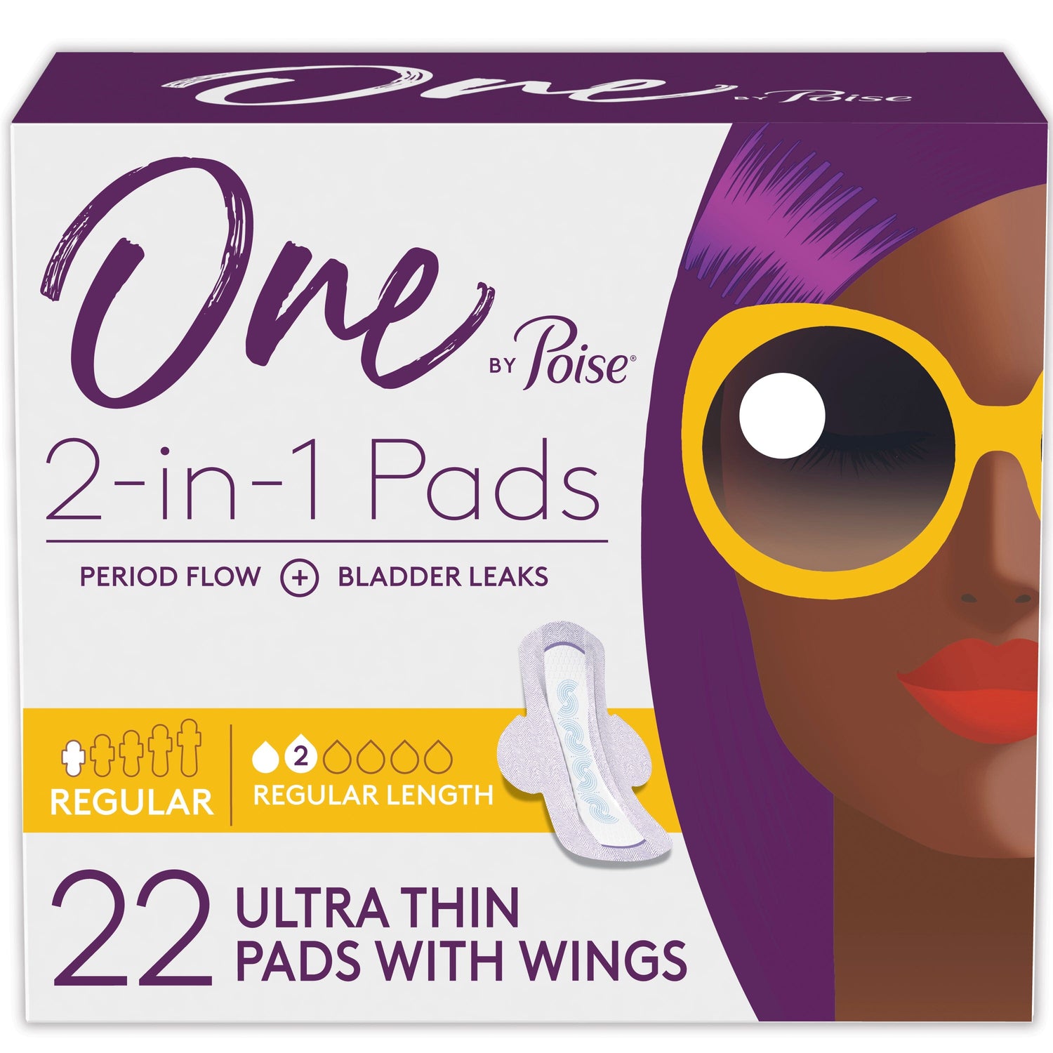 Image of One by Poise Supreme Ultrathin Regular Wing Pad, 22 ct