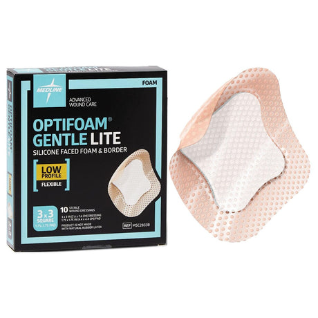 Image of Optifoam® Gentle Lite Foam Dressing, with Border, 3" x 3"