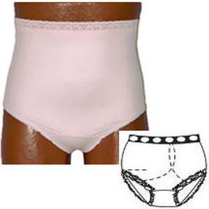 Image of OPTIONS Ladies' Basic with Built-In Barrier/Support, Soft Pink, Left-Side Stoma, Large 8-9, Hips 41" - 45"