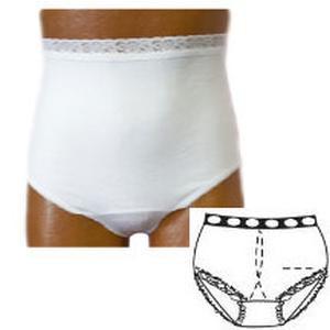 Image of OPTIONS Ladies' Basic with Built-In Barrier/Support, White, Center Stoma, Small 4-5, Hips 33" - 37"