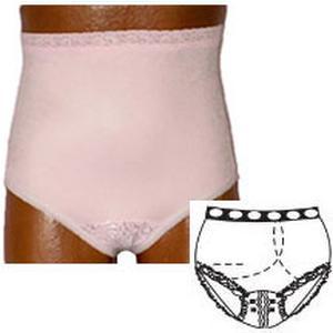Image of OPTIONS Ladies' Basic with Built-In Barrier/Support, White, Dual Stoma, Medium 6-7, Hips 37" - 41"