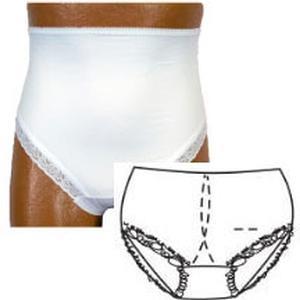 Image of OPTIONS Ladies' Brief with Built-In Barrier/Support, White, Center Stoma, Large