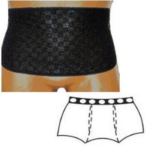 Image of OPTIONS Ladies' Brief with Open Crotch and Built-In Barrier/Support, Black, Center Stoma, Large 8-9, Hips 41" - 45"