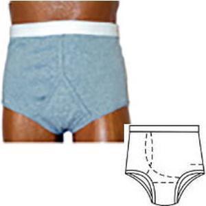 Image of OPTIONS Men's Baisc With Built-In Barrier/Support, Gray, Right-Side Stoma, Small 32-34