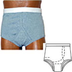 Image of OPTIONS Men's Basic With Built-In Barrier/Support, Gray, Left-Side Stoma, Large 40-42