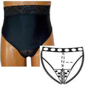 Image of OPTIONS Split-Cotton Crotch with Built-In Barrier/Support, Black, Left-Side Stoma, Small 4-5, Hips 33" - 37"