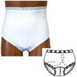 Image of OPTIONS Split-Cotton Crotch with Built-In Barrier/Support, White, Left-Side Stoma, Small 4-5, Hips 33" - 37"