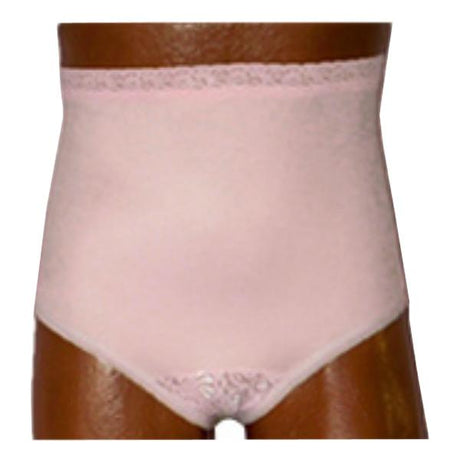 Image of OPTIONS Split-Lace Crotch with Built-In Barrier/Support, Soft Pink, Center Stoma, Large 8-9, Hips 41" - 45"