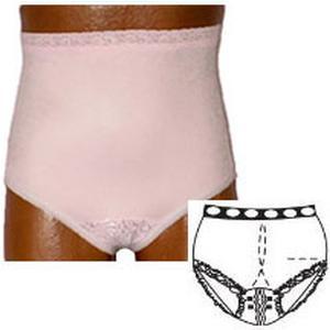 Image of OPTIONS Split-Lace Crotch with Built-In Barrier/Support, Soft Pink, Center Stoma, X-Large 10, Hips 45" - 47"