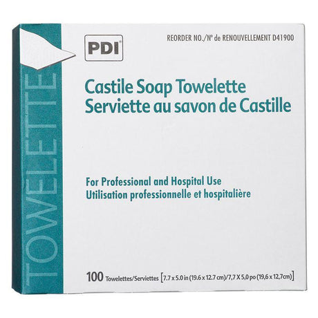 Image of PDI Inc Castile Soap Towelette 5" x 7", Gentle Cleansing Agent, ph Balanced