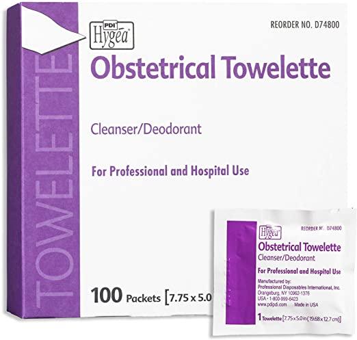Image of PDI® HYGEA® Obstetrical Towelettes 7-7/8" x 5", Saturated with Benzalkonium Chloride 0.40%, Alcohol 5%, Chlorothymol