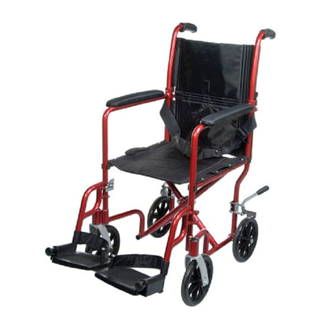 Image of PMI Aluminum Transport Wheelchair, 19" with Footrest, Burgundy