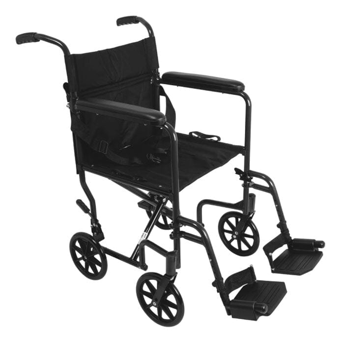 Image of PMI ProBasics™ Aluminum Transport Chair, with Swing Away Foot Rests, 19" Black