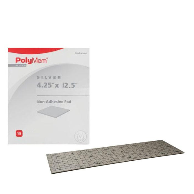 Image of PolyMem Silver Non-Adhesive Foam Dressing, 4.25" x 12.5"