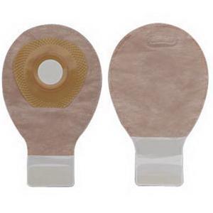 Image of Hollister Premier One-Piece Drainable Mini Pouch 1-3/8" Pre-Cut Flat SoftFlex Skin Barrier, Filter, Integrated Closure, Beige
